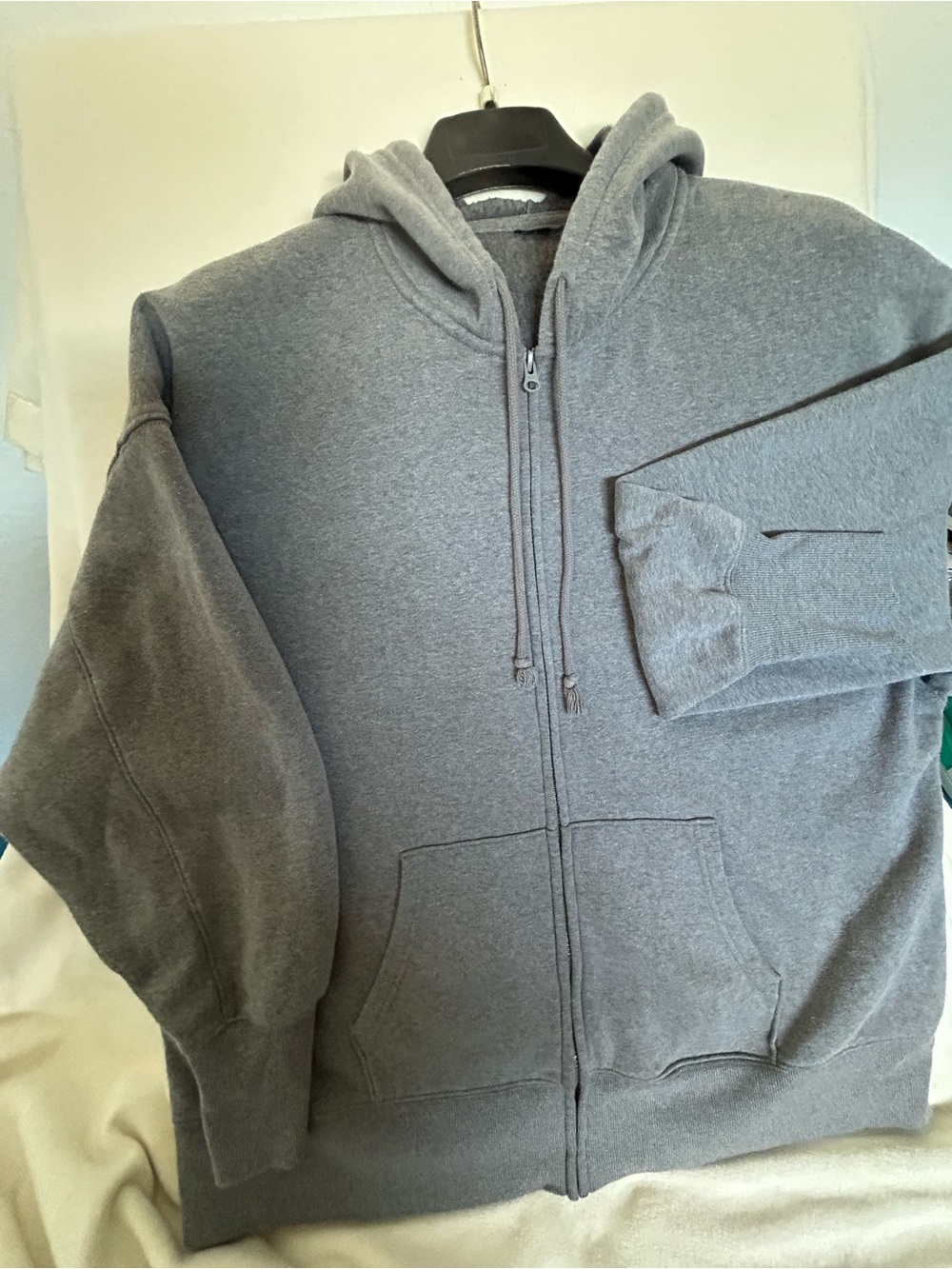 Grey Full-Zip Hooded Women 's Sweater
